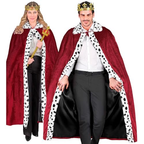 W WIDMANN MILANO Party Fashion - Płaszcz królewski, czerwony, 140 cm, peleryna, książę, król i królowa, średniowiecze