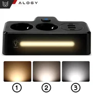 Ładowarki do telefonów - Rozgałęźnik gniazdka Alogy Plug Extender rozdzielacz adapter przedłużacz 2x wtyczka EU + 2x USB + 2x USB-C Czarny - miniaturka - grafika 1