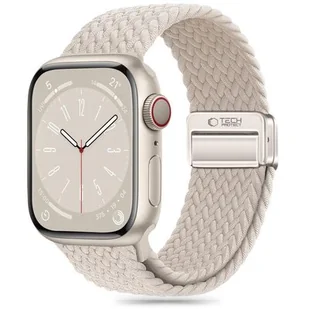 Pasek do APPLE WATCH 4 / 5 / 6 / 7 / 8 / 9 / SE / ULTRA 1 / 2 (42 / 44 / 45 / 49 MM) Tech-Protect Nylonmag Starlight kremowe - Akcesoria do smartwatchy - miniaturka - grafika 1