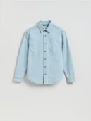 Koszule męskie - Reserved - Jeansowa koszula regular fit - niebieski - miniaturka - grafika 1