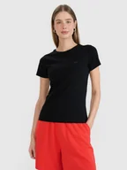 Koszulki i topy damskie - 4F T-shirt slim gładki damski - czarny S - miniaturka - grafika 1