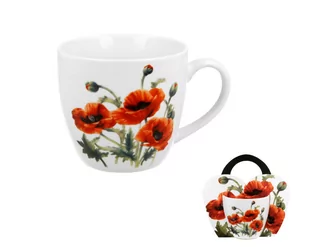 Kubek do kawy i herbaty porcelanowy DUO w koszyczku CLASSIC POPPIES 460 ml - Kubki - miniaturka - grafika 1