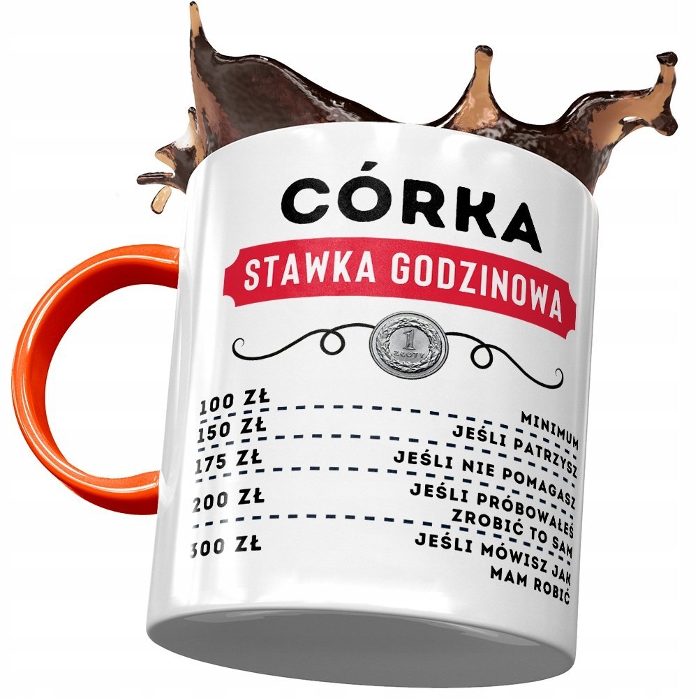 Kubek Pomarańczowy Dla Córki Dzień Dziecka Prezent z Nadrukiem ze Zdjęciem + Opakowanie na prezent (wzór 01)