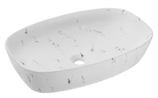 Biała prostokątna marmurkowa umywalka nablatowa K1-G26 - Umywalki Biała prostokątna marmurkowa umywalka nablatowa K1-G26 - Umywalki - miniaturka - grafika 1