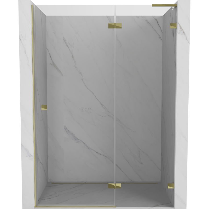 Mexen Lunar L drzwi prysznicowe uchylne prawe 135 cm, transparent, złote - 834L-135-000-50-00-P