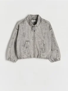 Reserved - Jeansowa kurtka bomber - jasnoszary - Kurtki i płaszcze dla dziewczynek - miniaturka - grafika 1