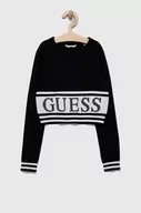 Swetry dla dziewczynek - Guess sweter dziecięcy kolor czarny lekki - miniaturka - grafika 1