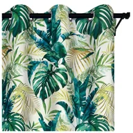 Zasłony - Voppi Zasłona dekoracyjna do sypialni lub salonu 140 x 250 cm przelotki oczka półzaciemniająca zasłona w egzotyczne liście - miniaturka - grafika 1