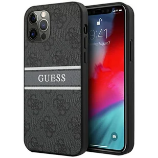 Guess GUHCP12L4GDGR iPhone 12 Pro Max 6,7" szary/grey hardcase 4G Stripe GUE001239 - Etui i futerały do telefonów - miniaturka - grafika 2