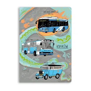 Zeszyt A5 Gliniana Kura KRAKÓW AUTOBUSY 60 kartek, kratka - Zeszyty szkolne - miniaturka - grafika 1