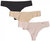 Majtki damskie - Under Armour Damska bielizna Stringi Pure Stretch, 3-pak, czarna (004)/różowa Dash Pink, S - miniaturka - grafika 1