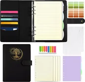 Planery - SEGREGATOR A5 180 STRON 100 G/M² DZIENNIK SKÓRZANY PLANER KIESZENIE CZARNY - miniaturka - grafika 1