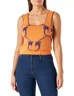 Koszulki i topy damskie - PINKO Damska koszulka Laurie Top mieszanka alpaka Light Trägershirt/Cami, Ay1_pomarańczowy/fioletowy, L - miniaturka - grafika 1