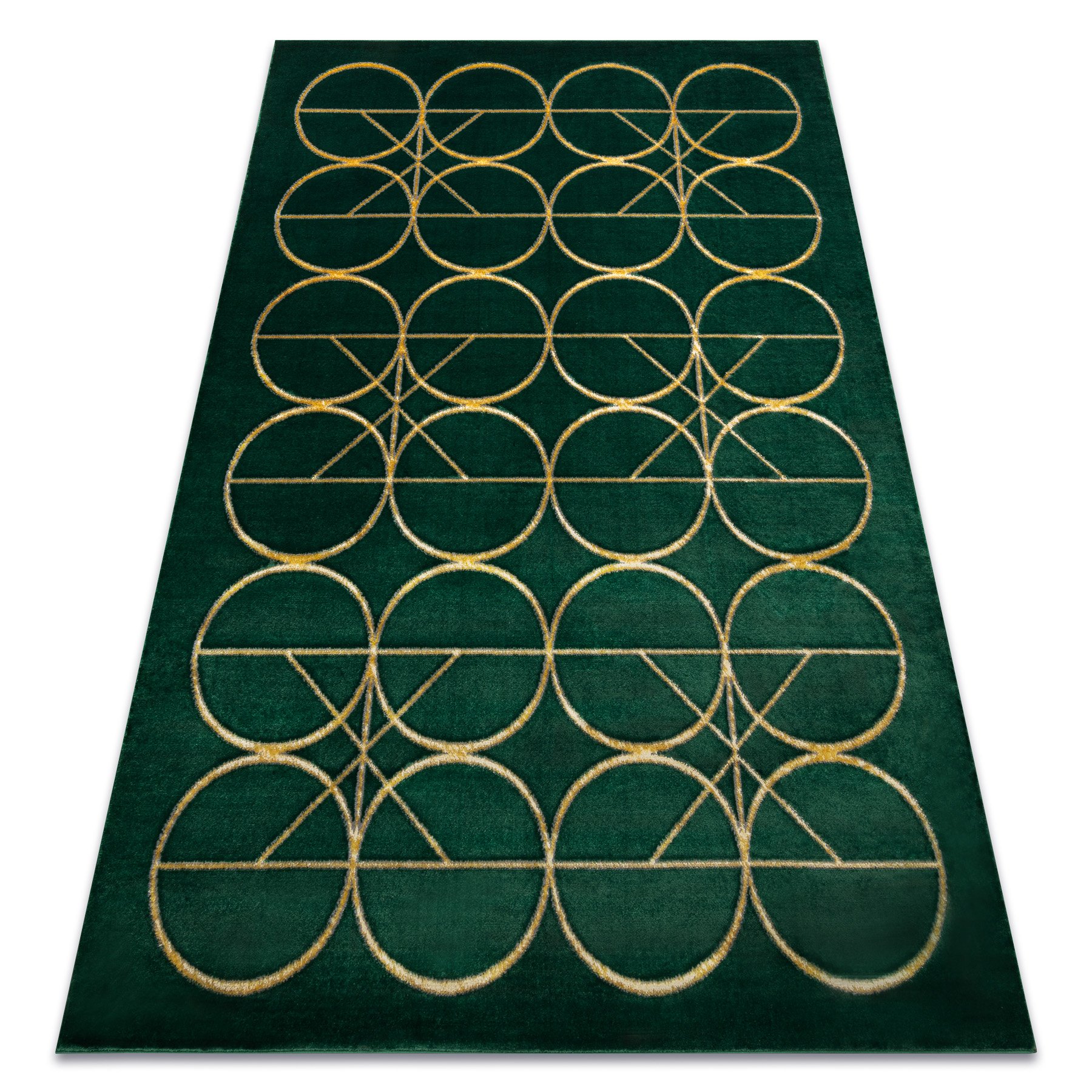 Dywan EMERALD ekskluzywny 1010 glamour, stylowy koła butelkowa zieleń / złoty zielony 240x330 cm