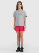 Spodnie i spodenki dla dziewczynek - 4F Spodenki dresowe dziewczęce - różowe 122/128 (6-8 lat) - miniaturka - grafika 1