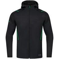 Kurtki męskie - JAKO JAKO Challenge męska kurtka rekreacyjna z kapturem Challenge czarny melanż/sportowy zielony XL 9821-503 - miniaturka - grafika 1