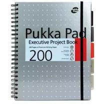 Pukka Pad Kołobrulion A4 200 kartek w kratkę Executive Project Book Metallic srebrny - Szkolne artykuły papiernicze - miniaturka - grafika 1