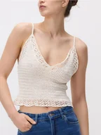 Koszulki i topy damskie - Reserved - Dzianinowy top - złamana biel - miniaturka - grafika 1