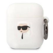 Akcesoria do słuchawek - Etui / Pokrowiec Karl Lagerfeld 3D Logo NFT Karl Head na Airpods 1/2 (KLA2RUNIKH) białe - miniaturka - grafika 1