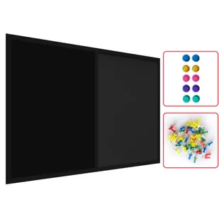 Tablica COMBI korkowa czarny korek / czarna magnetyczna 60x40 rama drewniana lakierowana czarna - Tablice i flipcharty - miniaturka - grafika 1