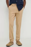 Spodnie męskie - Les Deux spodnie bawełniane kolor beżowy w fasonie chinos - miniaturka - grafika 1