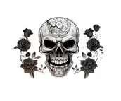 Balony i akcesoria - Dekoracja halloweenowa z czaszką różami na ścianę - miniaturka - grafika 1