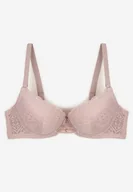 Biustonosze - Jasnofioletowy Koronkowy Biustonosz Typu Push Up Zapinany na Haftki Maileen - miniaturka - grafika 1