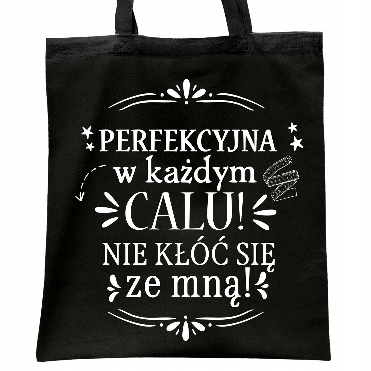 Torba bawełniana czarna na zakupy Dzień Kobiet Dla Kobiety Prezent