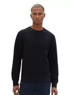 Bluzy męskie - TOM TAILOR Męska bluza basic o delikatnej strukturze, 10668-sky Captain Blue, L - miniaturka - grafika 1