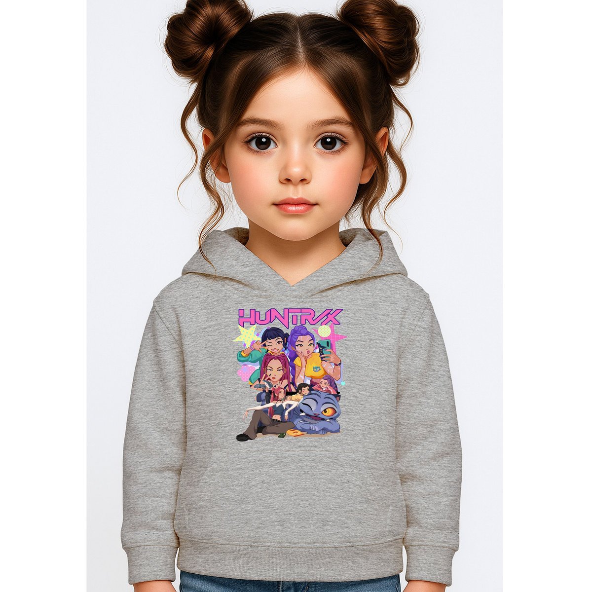 BLUZA DZIECIĘCA KPOP DEMON HUNTERS HUNTRIX 110-116 Z KAPTUREM BAWEŁNIANA
