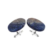 Spinki do mankietów i krawatów - Spinki do mankietów Sodalit owalny (S750) Srebro [925] - miniaturka - grafika 1