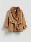 Kurtki damskie - Reserved - Kurtka z imitacji zamszu - beżowy - miniaturka - grafika 1