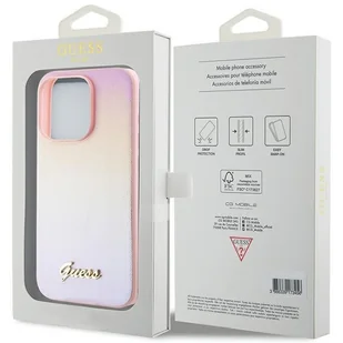 Etui Guess GUHCP14LPSAIRSP Apple iPhone 14 Pro hardcase Saffiano Iridescent Script różowy/pink - Etui i futerały do telefonów - miniaturka - grafika 9
