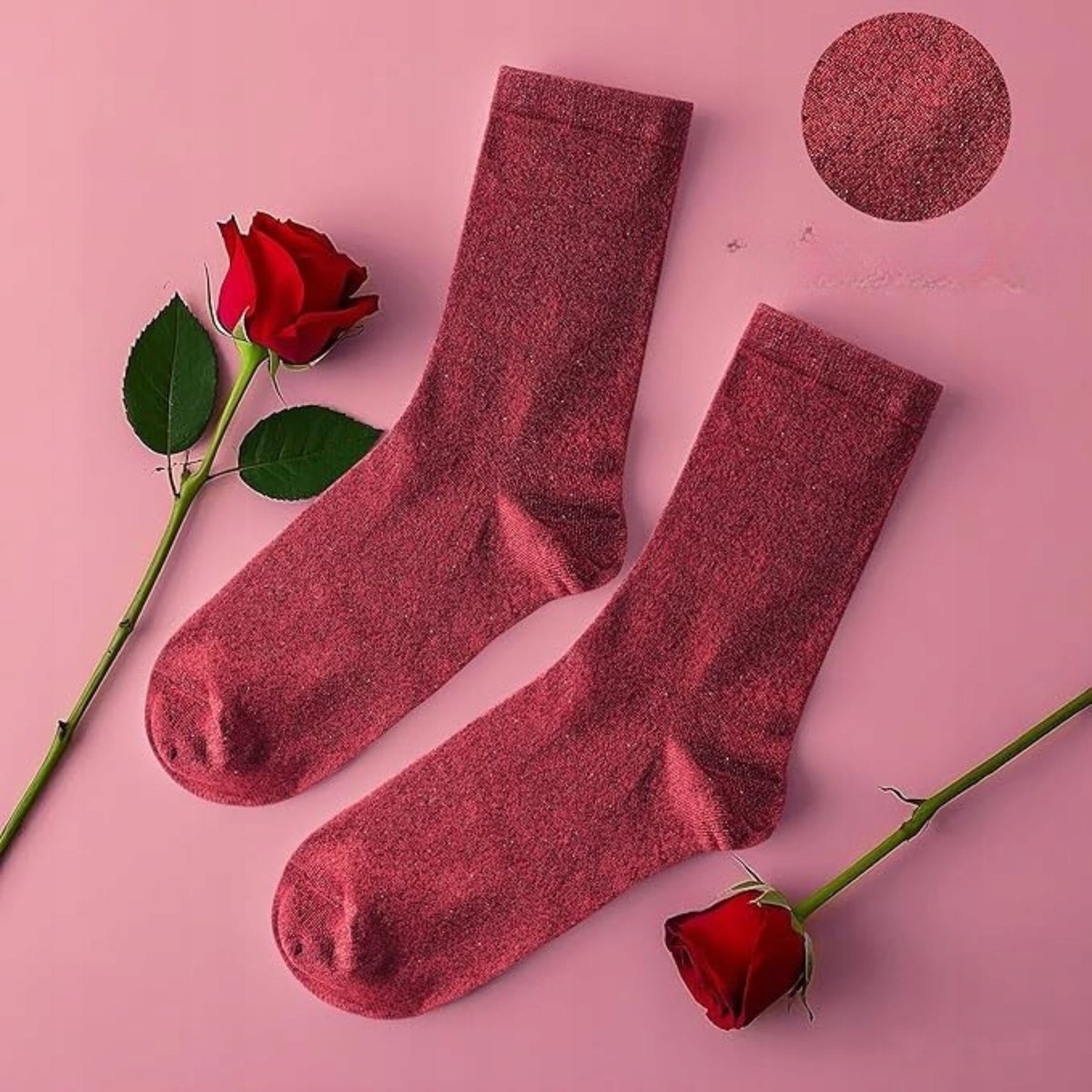 SKARPETKI DAMSKIE PREZENT WALENTYNKI DLA KOBIET RÓŻA KWIATEK 39-42