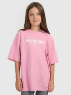 Koszulki dla dziewczynek - 4F T-shirt regular z nadrukiem dziewczęcy - różowy 146/152 (10-12 lat) - miniaturka - grafika 1