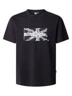 Koszulki męskie - Pepe Jeans Koszulka "Flag" w kolorze czarnym - miniaturka - grafika 1