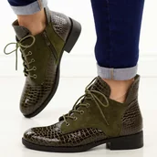 Botki damskie - Zielone płaskie botki damskie Vinceza 16477 - miniaturka - grafika 1