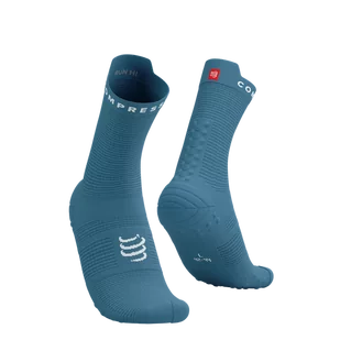 COMPRESSPORT Skarpetki do biegania wysokie ProRacing Socks V4 niagara blue/white - Skarpetki sportowe męskie - miniaturka - grafika 1