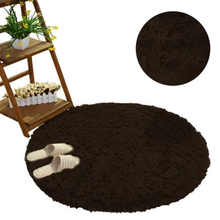 Dywan okrągły Shaggy Strado 100x100 DarkCoffee (Ciemny brązowy) - Dywany - miniaturka - grafika 1