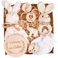 Zestawy upominkowe - PREZENT na Baby Shower dla dziecka gryzak ręczniczek zestaw wyprawkowy - miniaturka - grafika 1