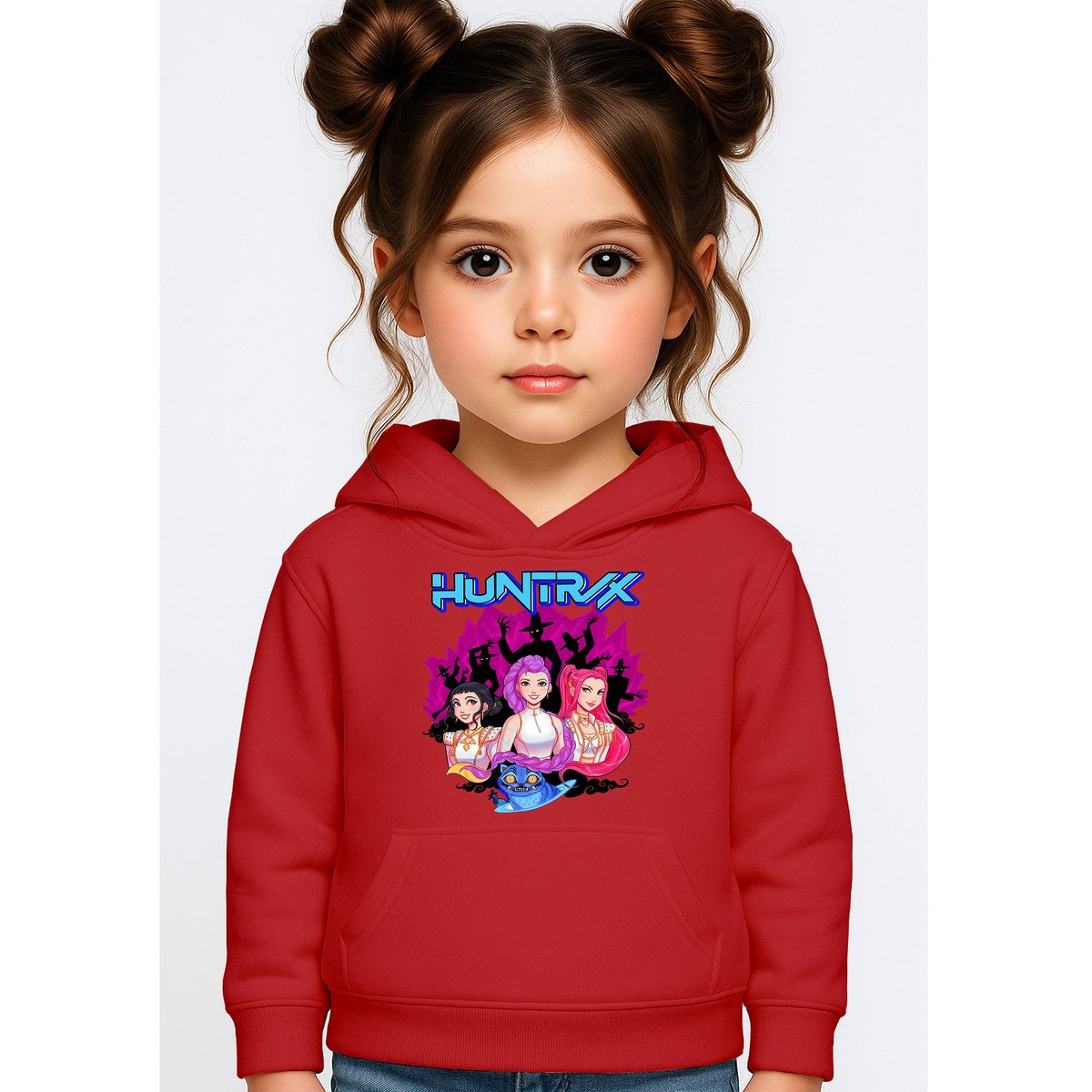 BLUZA DZIECIĘCA KPOP DEMON HUNTERS HUNTRIX 110-116 Z KAPTUREM BAWEŁNIANA