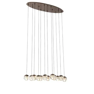 QAZQA Design hanglamp donker brons met helder glas 12-lichts - Inge - Lampy sufitowe - miniaturka - grafika 1