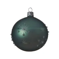 Bombki - Bombka szklana dekorowana mat zielona 8 cm - miniaturka - grafika 1