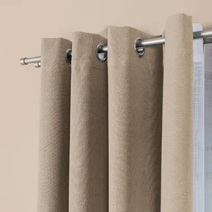 Gotowa zasłona do salonu 100% zaciemniająca na przelotkach, kolor jasny beżowy, rozmiar 140x230 cm - Zasłony - miniaturka - grafika 1