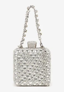 Srebrna Biżuteryjna Torebka Wieczorowa Vices z Rączką i Łańcuszkiem na Ramię Fesavera - Torebki damskie - miniaturka - grafika 1