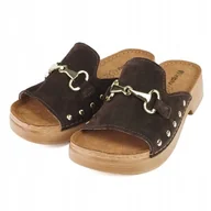 Klapki i japonki damskie - Klapki damskie Inblu TF0002KU brązowe skórzane r.41 - miniaturka - grafika 1