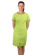 Odzież medyczna - Sukienka medyczna kosmetyczna na suwak kolor limonka z  lamówką granatową krótki rękaw 34 - miniaturka - grafika 1