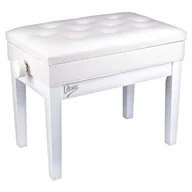 Akcesoria do instrumentów klawiszowych - ŁAWA DO PIANINA FORTEPIANU REGULOWANA SOLIDNA STABILNA ZE SCHOWKIEM BIAŁA - miniaturka - grafika 1