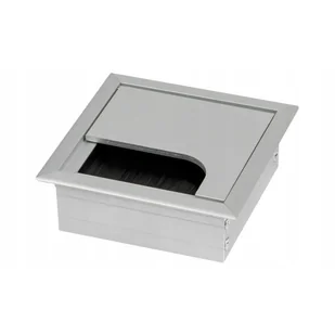 Przepust kablowy 80x80 mm aluminiowy z klapką i szczotką maskującą - Meble modułowe i akcesoria - miniaturka - grafika 1