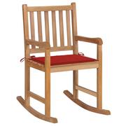Fotele - vidaXL Lumarko Fotel bujany z czerwoną poduszką, lite drewno tekowe 3062763 - miniaturka - grafika 1